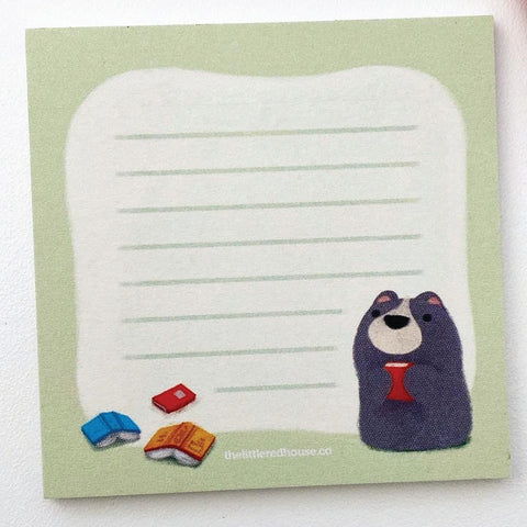 Bear With Books Lined Sticky Note