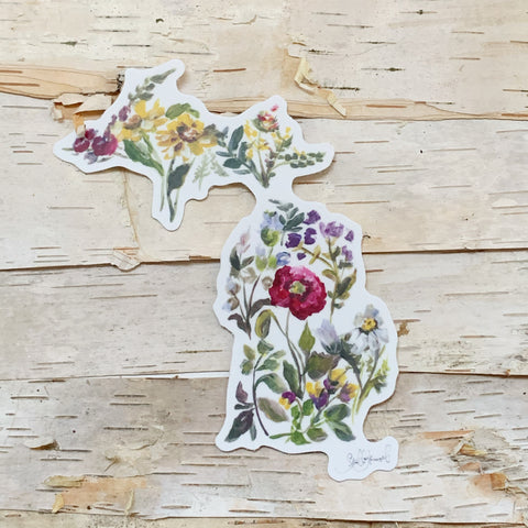 Floral Michigan Sticker Shelby Kregel