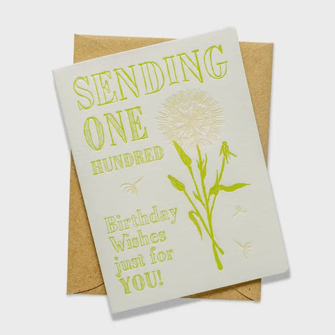 Sending One Hundred Birthday Wishes Dandelion Card