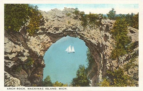 Arch Rock Mackinac Island Vintage Image Postcard