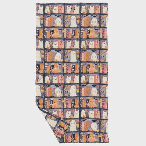 Cute Ghost Bookshelf Double Sided Waffle Dish Towel