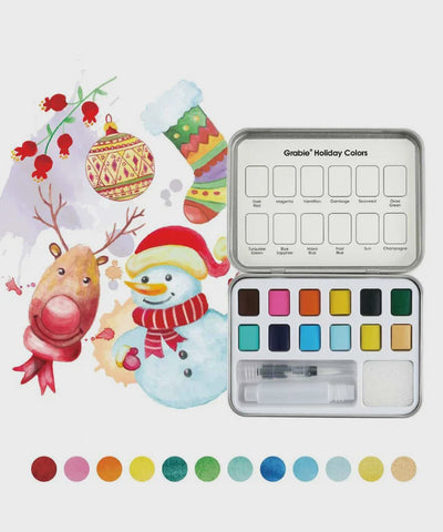 Holiday Colors Watercolor Pocket Set of 12 With Brush