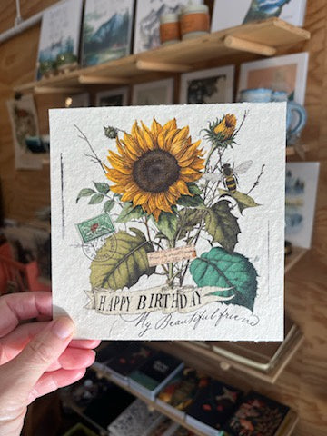 Happy Birthday My Beautiful Friend Sunflower Card 6x6