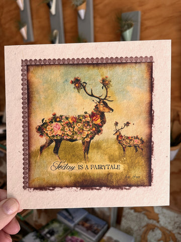 Today Is A Fairytale Flower Deer Card In