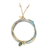 Mixed Media Wrap Bracelet/Necklace - Transformation/  African Turquoise/Gold