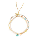 Mixed Media Wrap Bracelet/Necklace - Tranquility/Turquoise/  Gold