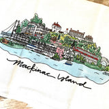 Mackinac Island Illustrated Scene Tea Towel