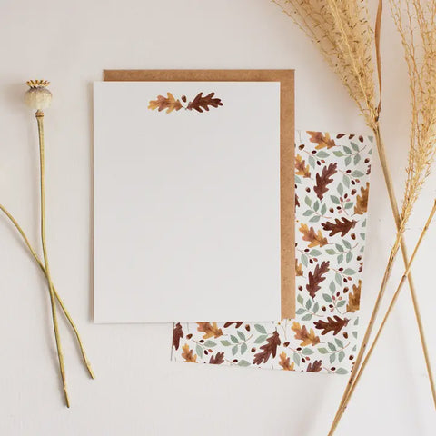 Autumn Leaves Notecard Set - Box Set of 12 Flat Cards