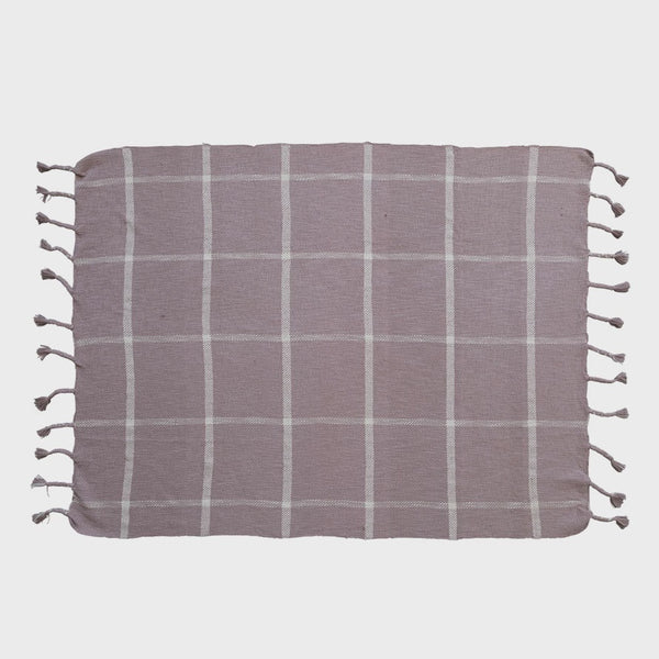 Lilac Cotton Slub Throw With Grid Pattern – Poppins on Mackinac