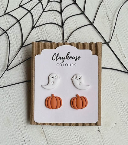 Ghost and Pumpkin Studs