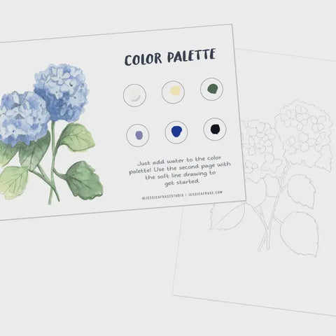 Hydrangea Flower Watercolor Painting Art Kit
