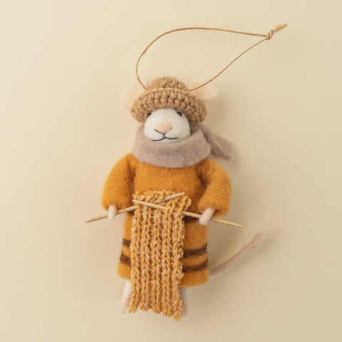 Knitting Nellie Mouse Holiday Ornament