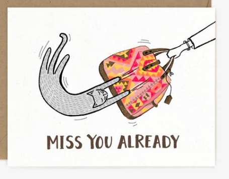 Miss You Already Cat Suitcase Card