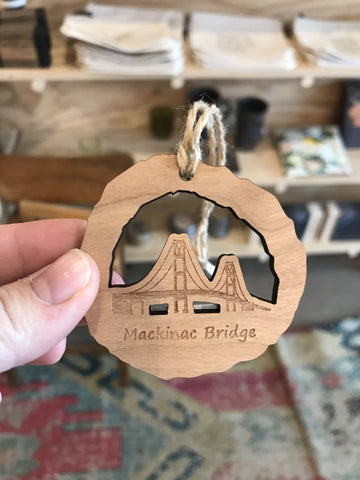 Mackinac Island Mackinac Bridge Wood Ornament