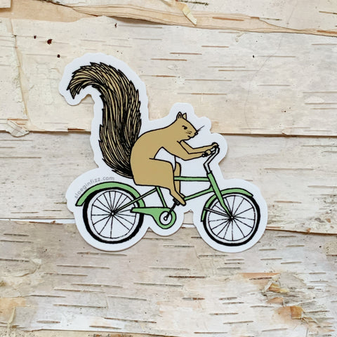 Squirrel on Bike Vinyl Sticker