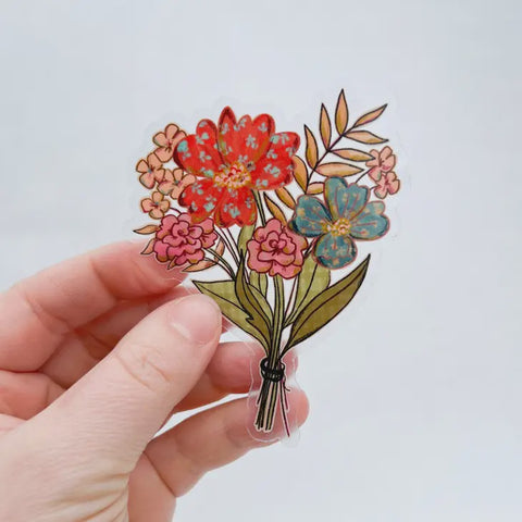 Boho Wildflower Bunch Clear Sticker