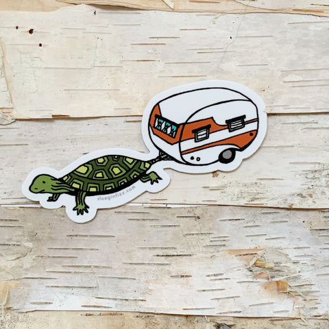 Turtle With Camper Vinyl Sticker