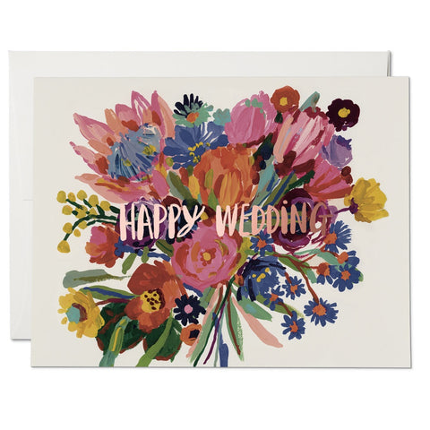 Happy Wedding Flowers Foil Card