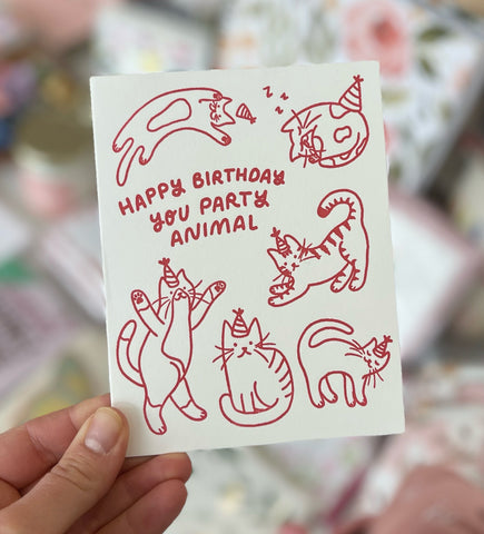 Happy Birthday Party Cats Card Finch