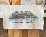 Mackinac Island Illustrated Scene Tea Towel
