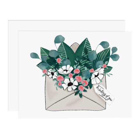 Envelope Flowers Thinking Of You Card