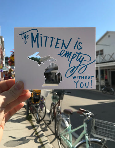Mitten Is Empty Letterpress Die Cut Card