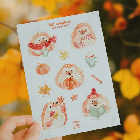 Fall Hedgehogs Vinyl Die-Cut Sticker Sheets