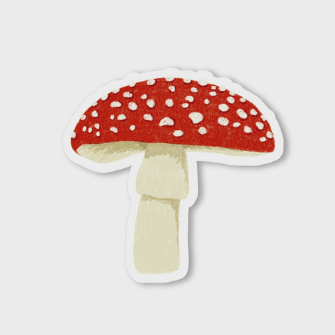 Red Mushroom Vinyl Sticker Finch