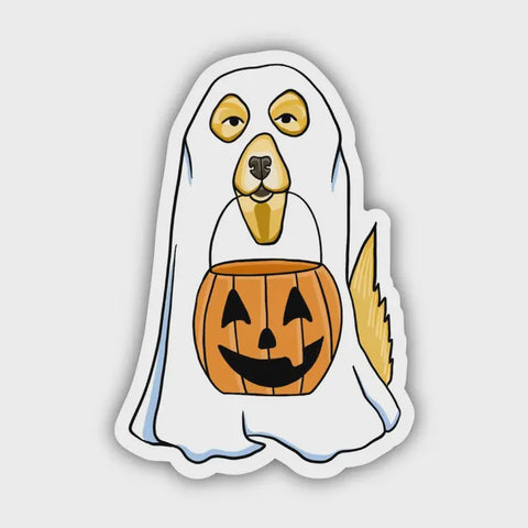 Dog In Ghost Costume Sticker