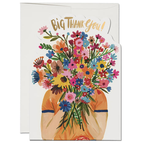 Big Thank You Face Full Of Flowers Card