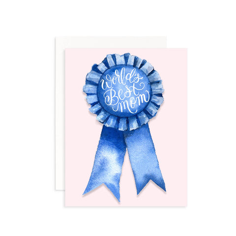 World's Best Mom Blue Ribbon Card