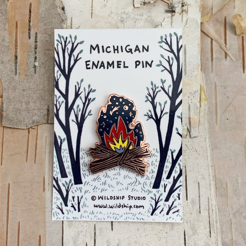 Michigan Bonfire Enamel Pin